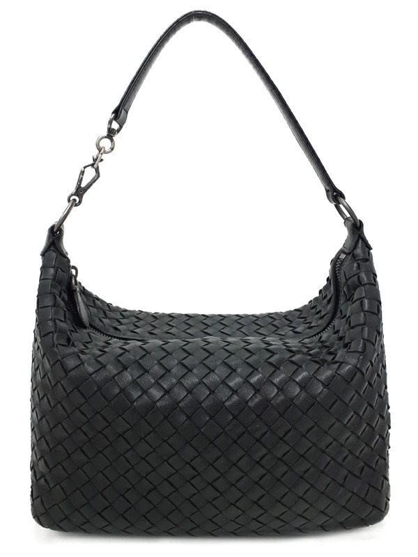 Bottega Veneta Black Woven Nappa Leather Shoulder Bag Intrecciato